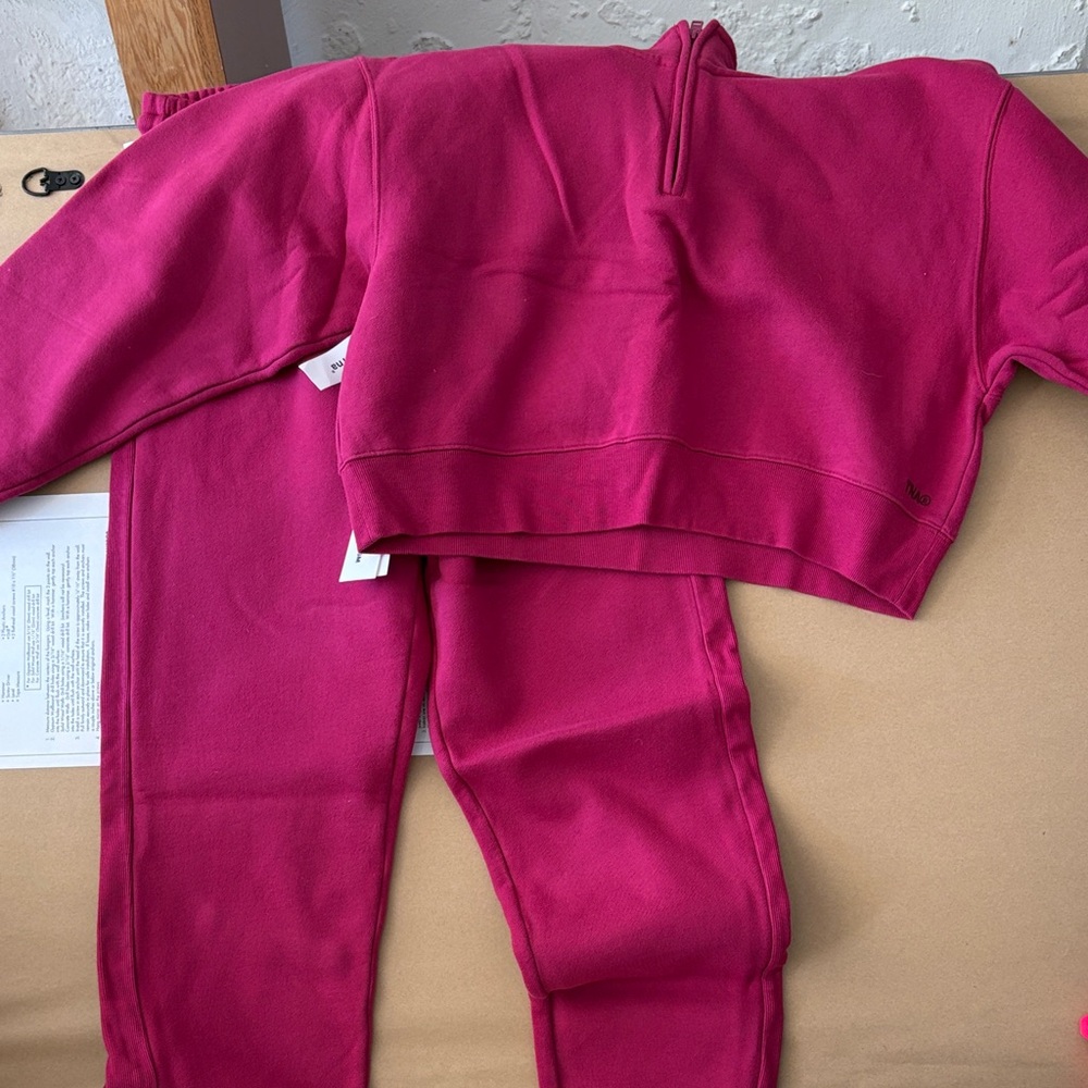 TNA Fuchsia Track Pants & Cropped Hoodie Set